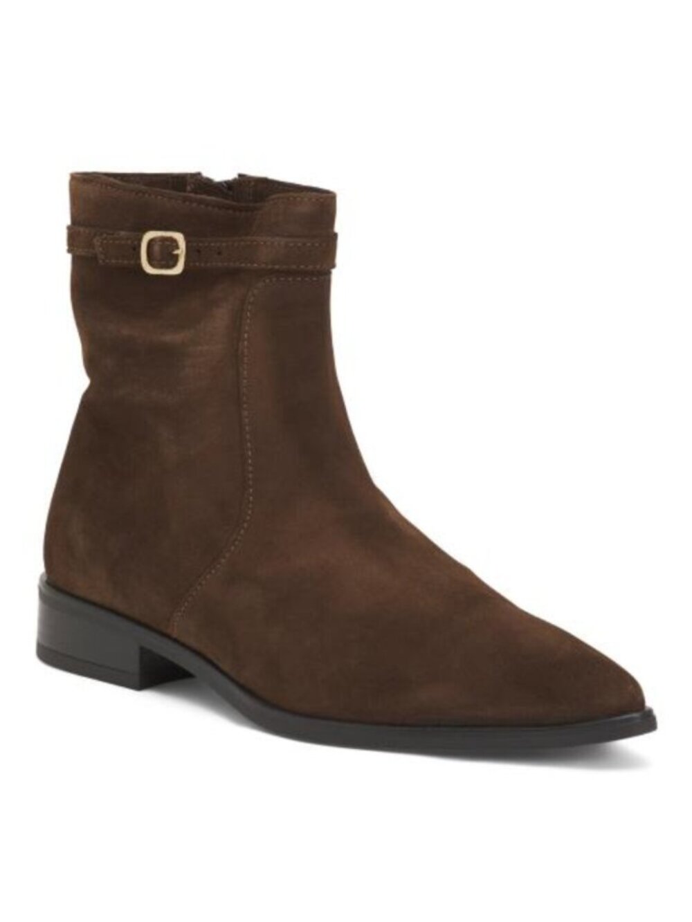 RIZZOLI Made In Italy Suede Pointy Toe Booties With Buckle